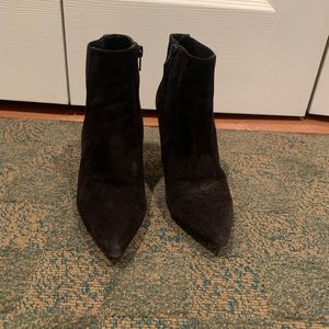 Suede Nine West Chunky Heel Boots - Black